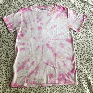 🌸 Hand-Dyed Pink Tie-Dye Tee – 100% Cotton Gildan | Size S